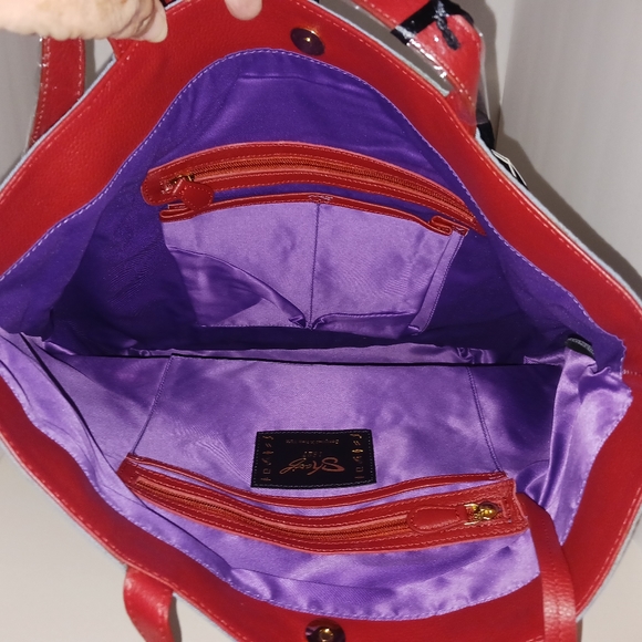 Sharif Animal Melange Denim & Leather Patchwork Tote with Cosmetic Bag, NWT - Picture 2 of 13